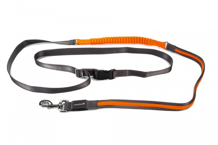 Beeztees Köpek Yürüyüş ve Koşu Şok Emicili Gezdirme Kayışı ve Bel Kemeri, Gri, 180-200cm, 25mm