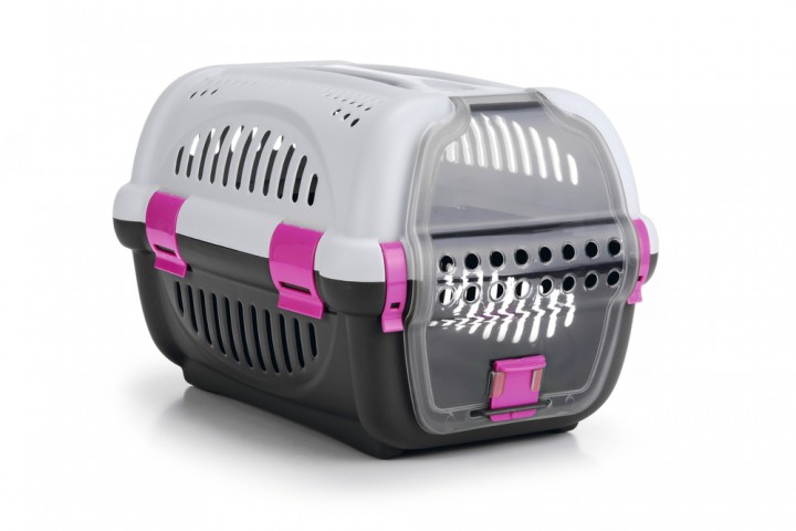 Beeztees Köpek veya Kedi Taşıma Kabı, Gri/Pembe, 51x34,5x33cm
