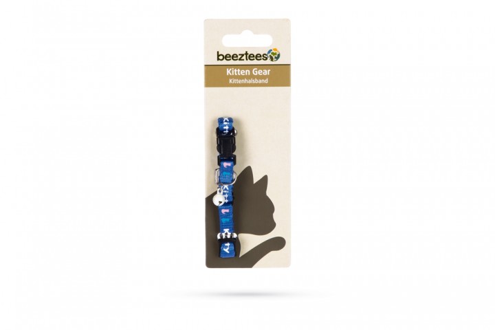Beeztees Yavru Kedi Boyun Tasması, Zilli, Mavi, 17,5-23cm