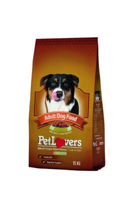 PET LOVERS BİFTEKLİ YETİŞKİN KÖPEK MAMASI - 15 KG