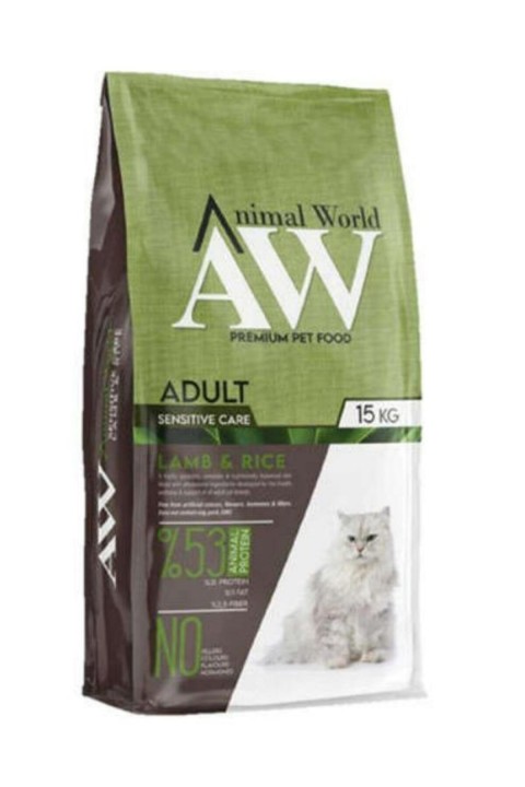 Animal World Kuzu Etli Pirinçli Yetişkin Kedi Maması 15 Kg.