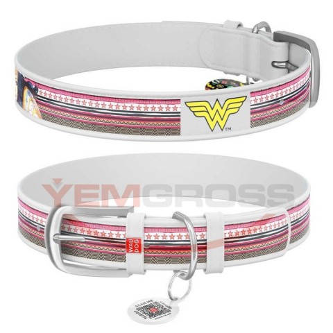 Collar Waudog Wonder Woman Desenli QR Pasaportlu Köpek Boyun Tasması 38-49 Cm (0025-1009-15)