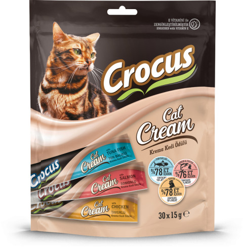 Crocus Çoklu Tavuklu & Ton Balıklı & Somonlu Krema Kedi Ödülü 30x15g