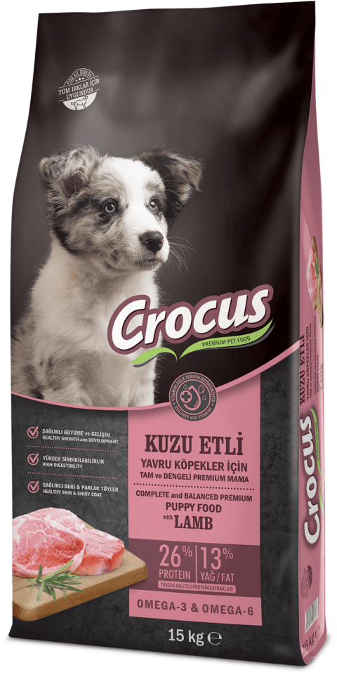 Crocus Kuzu Etli Pirinçli Yavru Köpek Maması 15 Kg