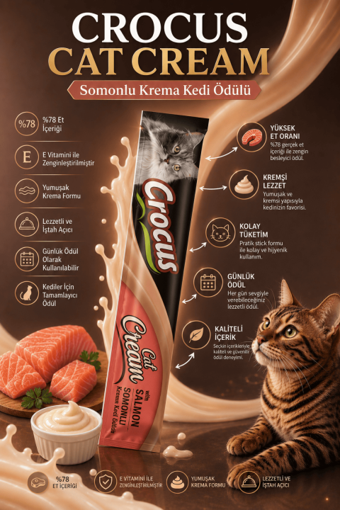 Crocus Somonlu Krema Kedi Ödülü 4x15g