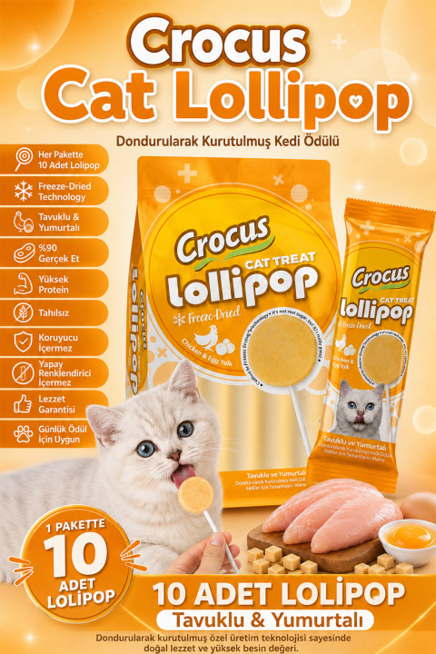 Crocus Tavuklu Ve Yumurta Sarılı Kedi Lolipop