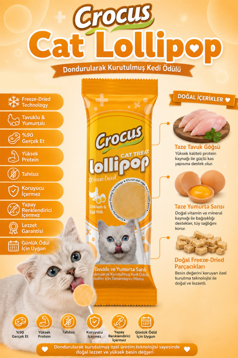 Crocus Tavuklu Ve Yumurta Sarılı Kedi Lolipop
