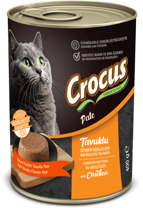 Crocus Yetişkin Kedi Tavuklu Pate Yaş Mama 400g