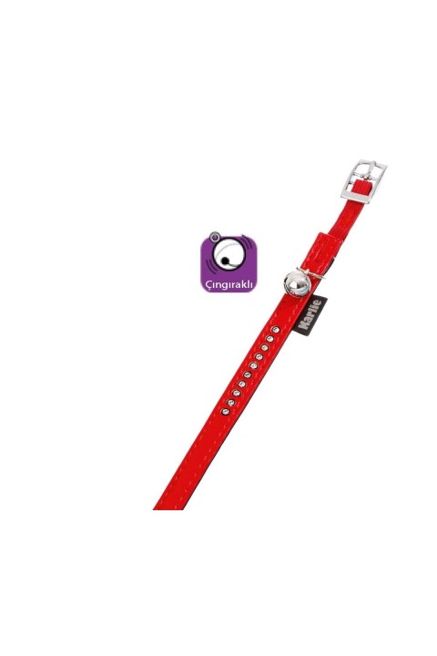 Karlıe Deri Taşlı Kedi Tasma Xs 30cm-11mm Kırmızı