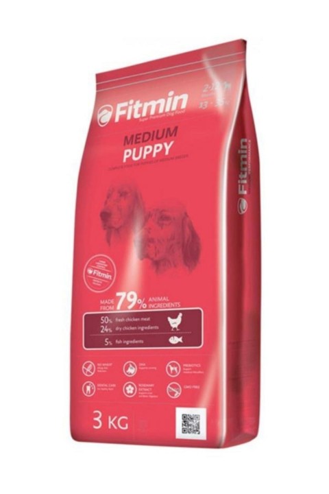 Fitmin Medium Puppy %50 Taze Tavuk Etli Orta Irk Yavru Köpek Maması 3 Kg
