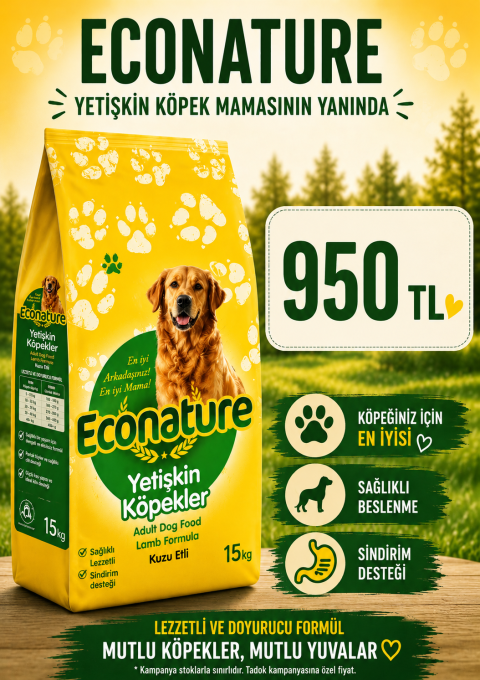 Econature Kuzu Etli 15 kg Köpek Maması