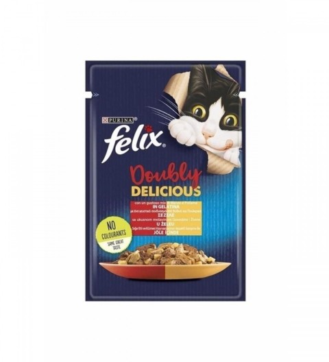 FELIX DOUBLY DEL.SIĞIR ETLİ-TAVUKLU  POUCH MAMA 85 GR(KOLİ 26 ADET)