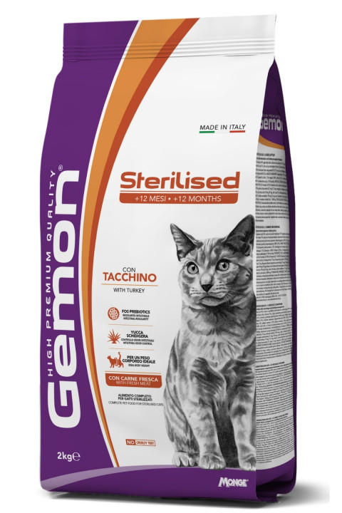 Gemon Sterilised Hindili Kısırlaştırılmış Yetişkin Kedi Maması 2 Kg