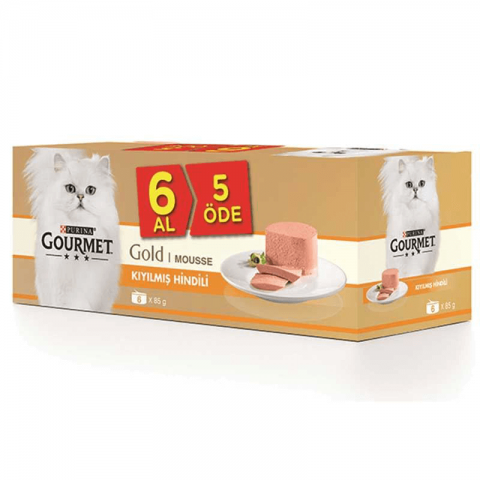 Gourmet Gold Multipack Kiyilmiş Hindi Etli Konserve Kedi Maması (5+1)-85Gr