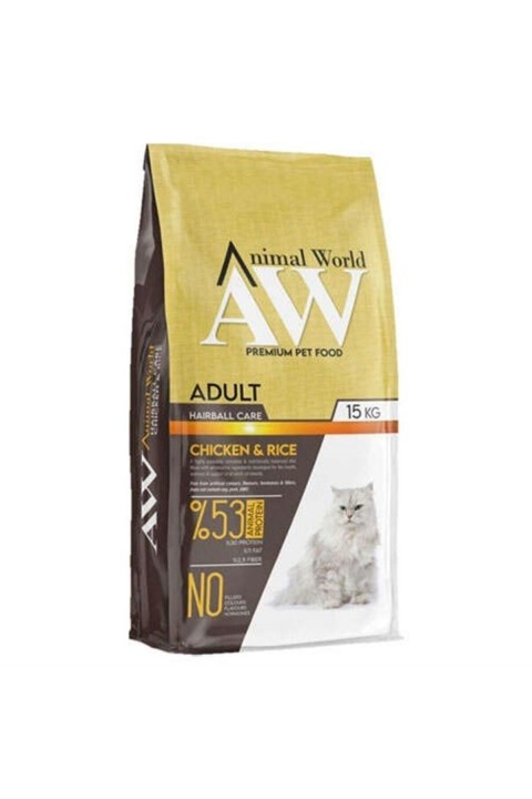 Animal World Tavuklu ve Pirinçli Yetişkin Kedi Maması 15 Kg.