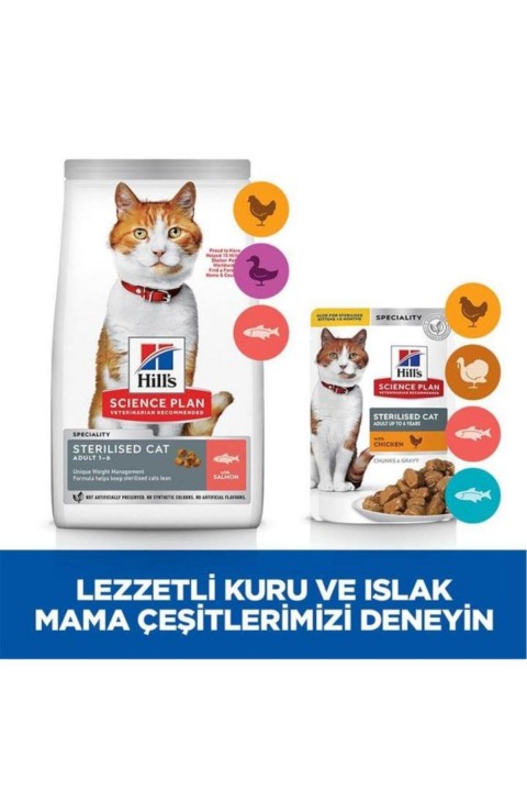 Hills Sterilised Somon Balıklı 1,5 Kg Kısırlaştırılmış Kuru Kedi Maması