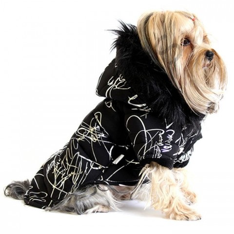 İmza Desenli Mont - Siyah S,M,L,XL,XXL