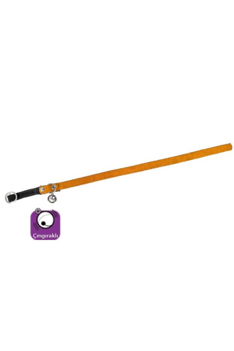Karlıe Kadife Kedi Tasma Çıng. 30cm Turuncu