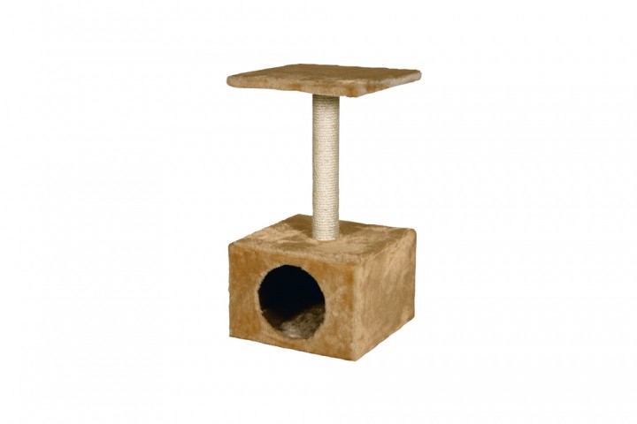 Karlıe Ametist Tırmalama Tahtalı Katlı Kedi Evi Bej (30x30x55)