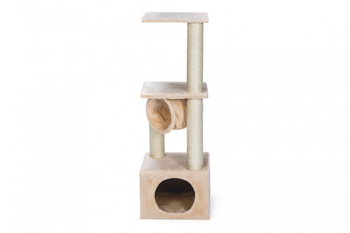Karlıe Tırmalama Ağacı Bej Kedi Evi (35x35x103)
