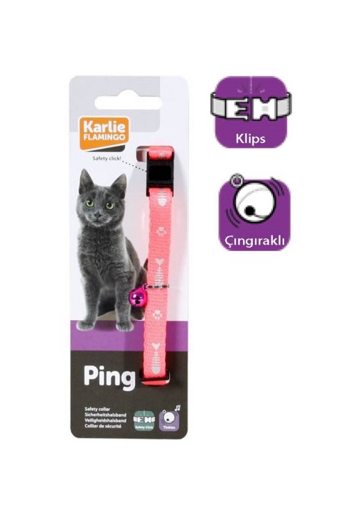 Karlıe Kedi Tasması Çıng. 30cm Pembe