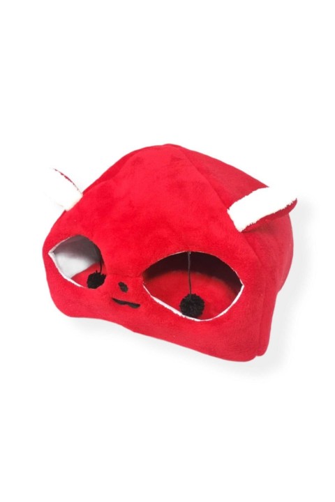 Kırmızı Kedi Kafalı Büyük Kedi Evi Yuvası Kedi Kafalı