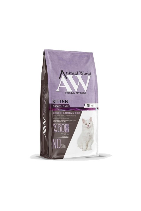Animal World Kitten Tavuk Balık ve Karidesli Yavru Kedi Maması 15 Kg.