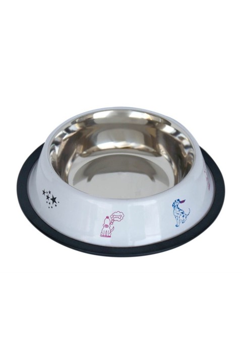 Tommy Köpek Çelik Mama Kabı Beyaz- 16 Oz