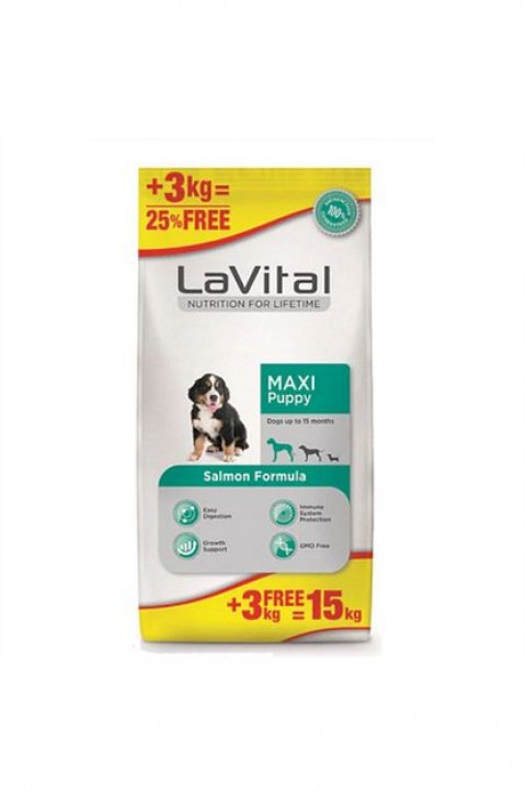LaVital Maxi Puppy Somonlu Büyük Irk Yavru Köpek Maması 15 kg