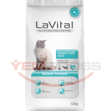 LaVital Sensitive Hassas Sindirim Sistemine Sahip Kediler için Somonlu Yetişkin Kedi Maması 12kg