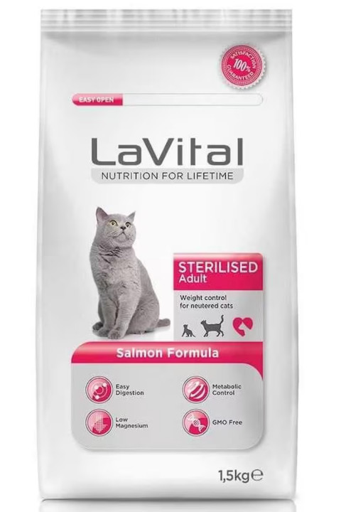 LaVital Somonlu Kısırlaştırılmış Kedi Maması 1,5 Kg