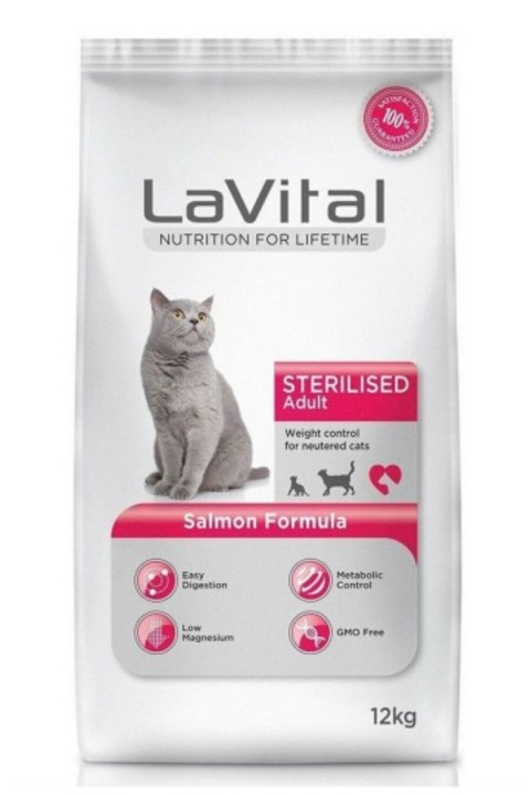 LaVital Sterilised Somonlu Kısırlaştırılmış Kedi Maması 12 Kg