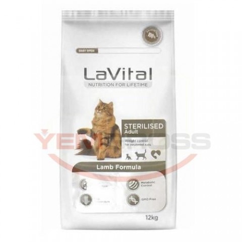 LaVital Kilo Kontrolü için Kuzulu Kısırlaştırılmış Kedi Maması 12 kg