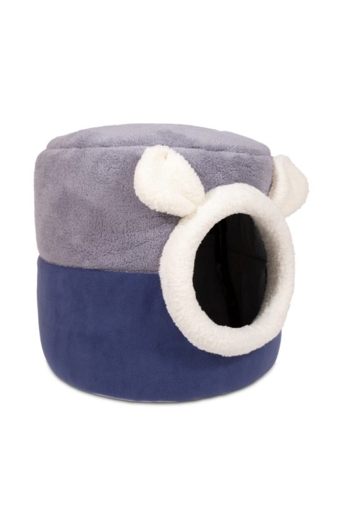 Mavi Gri Kutu Kedi Yatağı Yuvası Yıkanabilir 40x40 Cm