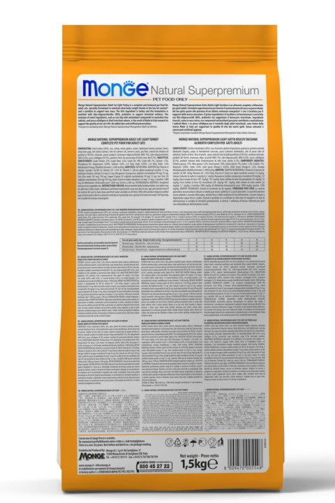 Monge Adult Light Hindili Yetişkin Diyet Kedi Maması 1,5 Kg