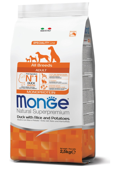 Monge Adult Tek Proteinli Ördekli Yetişkin Köpek Maması 2,5 Kg