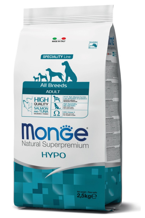 Monge Hypo Somonlu ve Ton Balıklı Hassas Köpekler İçin Yetişkin Köpek Maması 2,5 Kg