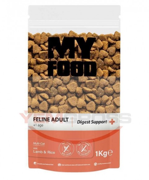 My Food Kuzulu&Pirinçli Yetişkin Kedi Maması Digest Support 1kg (Şeffaf Paket)