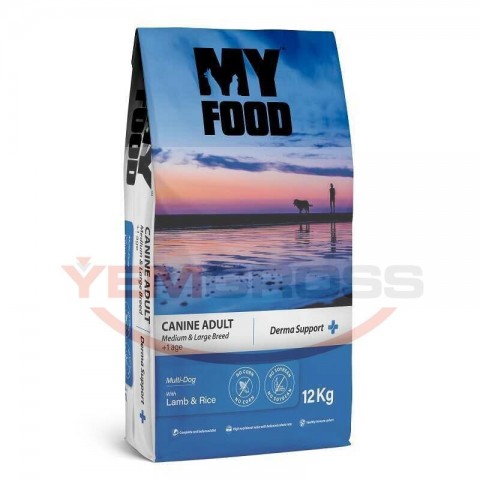 My Food Kuzulu&Pirinçli Yetişkin Orta/Büyük Irk Köpek Maması Derma Support 12 Kg