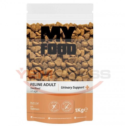 My Food Somonlu Kısırlaştırılmış Yetişkin Kedi Maması Urinary Support 1 Kg (Şeffaf Paket)