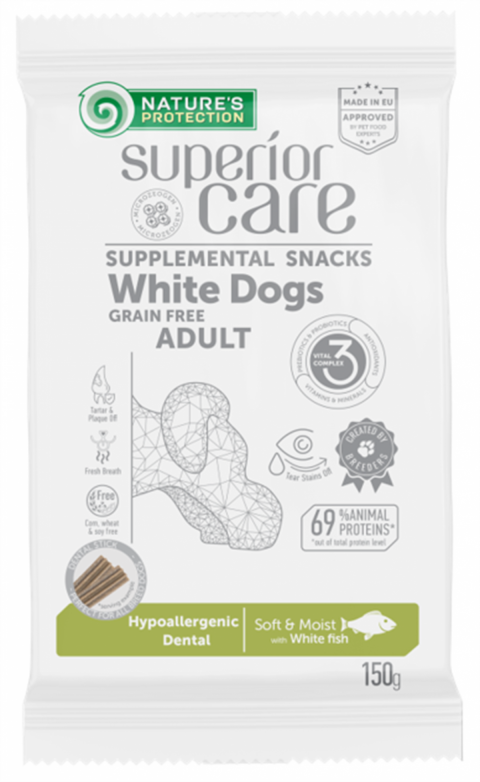 Natures Protection White Dog Snacks Beyaz Tüylü Ağız Diş Sağlığı Tahılsız Köpek Ödülü 150 Gr