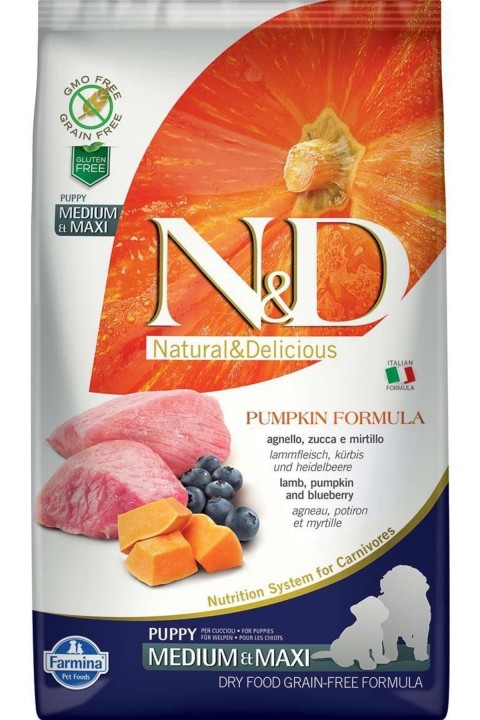 Nd Pumpkin Kuzu Etli Puppy Med.Maxi Tahılsız Köpek Maması - 2.5 Kg