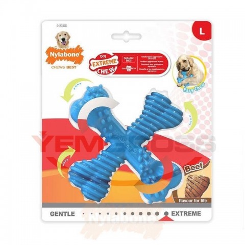 Nylabone Biftek Aromalı Köpek Çiğneme Kemiği L