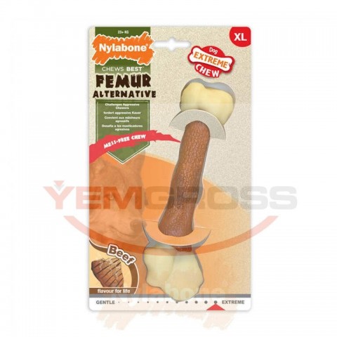 Nylabone Biftek Aromalı Köpek Çiğneme Kemiği XL