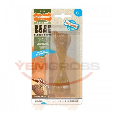 Nylabone Biftek Aromalı Yavru Köpek Çiğneme Kemiği  S
