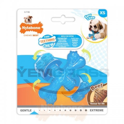 Nylabone Biftek Aromalı Yavru Köpek Çiğneme Kemiği  XS