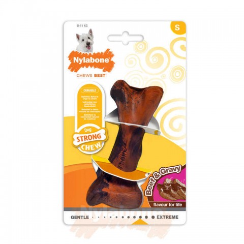 Nylabone Biftek ve Gravy Sos Aromalı Köpek Çiğneme Kemiği  S