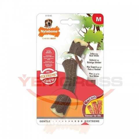 Nylabone Domuz Pastırması Aromalı Köpek Çiğneme Çubuğu M