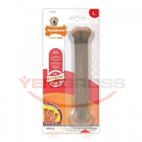 Nylabone Domuz Pastırması Aromalı Köpek Çiğneme Kemiği  L