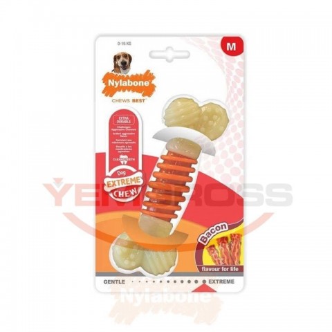 Nylabone Domuz Pastırması Aromalı Köpek Çiğneme Kemiği  M